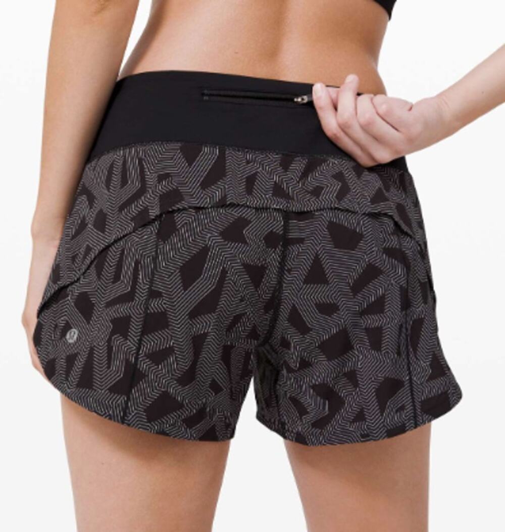 Lululemon Speed Up Short Long 4" Labyrinth Black Light Cast Size 4 Running Gym